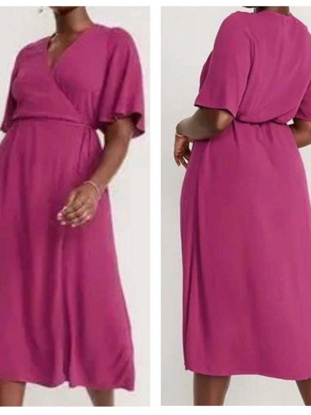 Old Navy Fuchsia Wrap-Style Midi Dress SZ XL